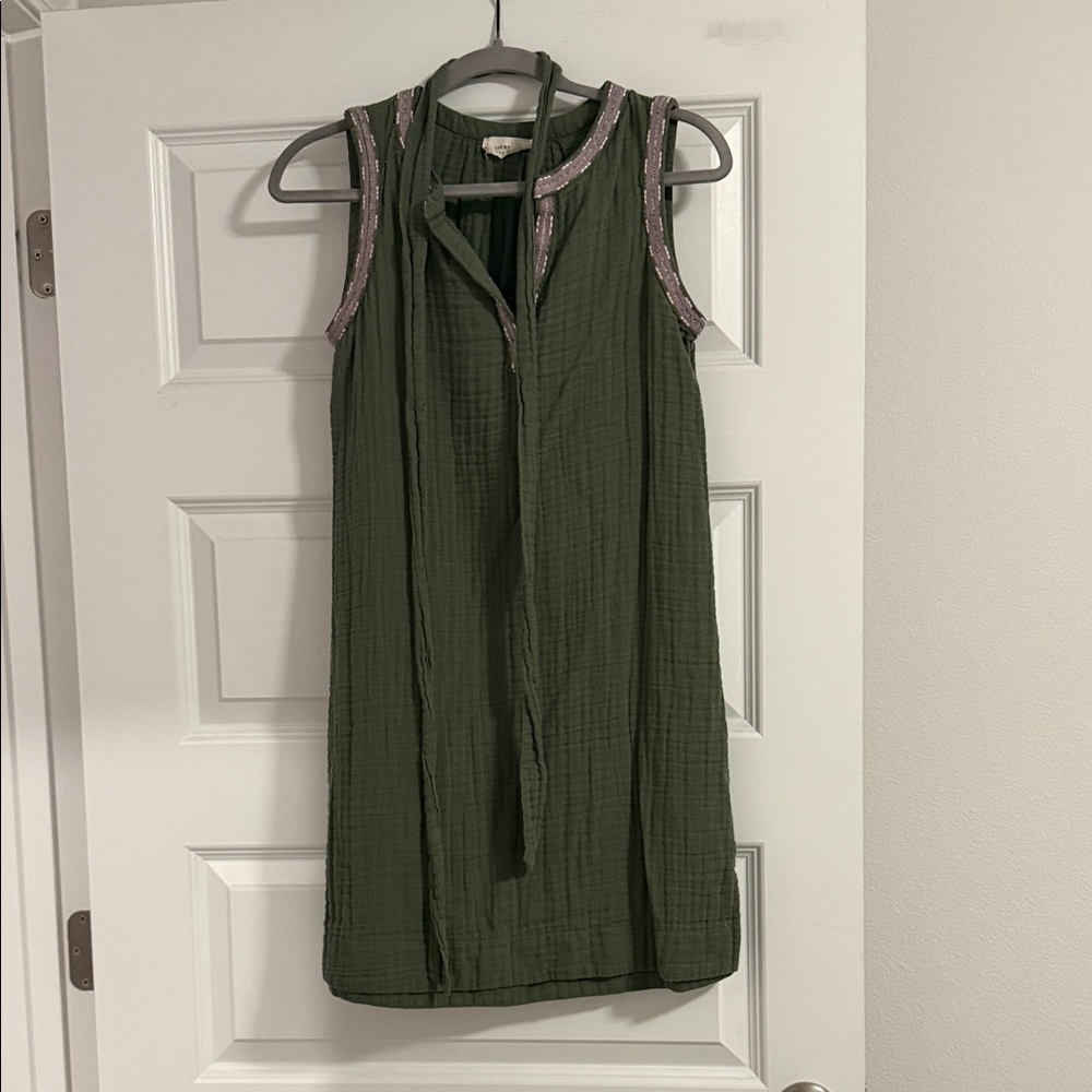 Lucky Brand Green and Pink Sleeveless Dress
